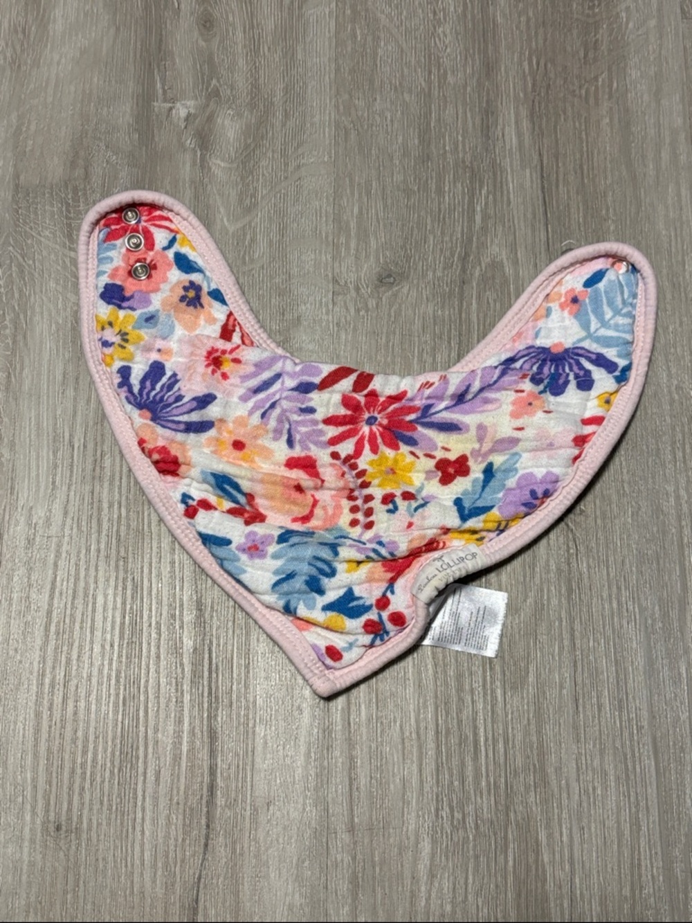 Loulou Lollipop Floral Bandana Bib with Pink Trim - Soft Cotton for Babies